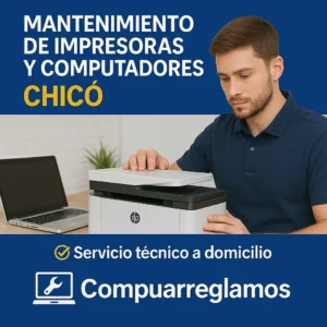 Técnico revisando impresora en Chicó – Servicio técnico de Compuarreglamos a domicilio