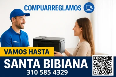 Técnico de Compuarreglamos entregando impresora a domicilio en Santa Bibiana
